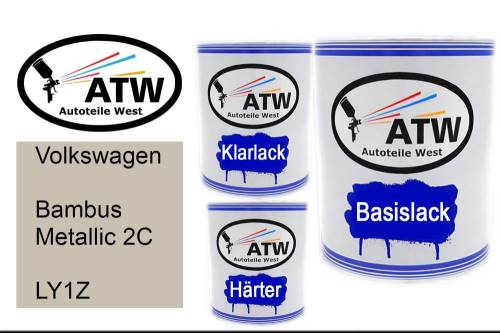 Volkswagen, Bambus Metallic 2C, LY1Z: 1L Lackdose + 1L Klarlack + 500ml Härter - Set, von ATW Autoteile West.